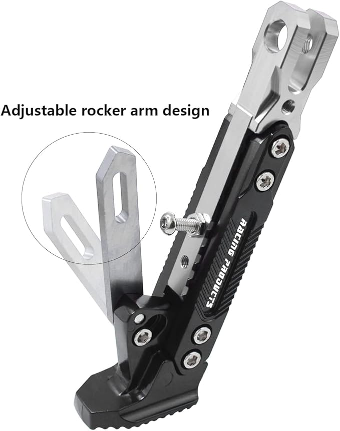 Universal Motorcycle Kickstand Adjustable Foot Side Support Parking Kickstand for Electric Motorbike Parking Foot Side Support Stand (Silver)