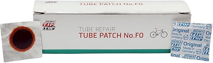 Rema Tip Top No. F0-P Tube Patch, 16 mm Round Vulcanizing Bike Patches for Tire Inner Tube Repair, Red Edge Patches, 100 Count