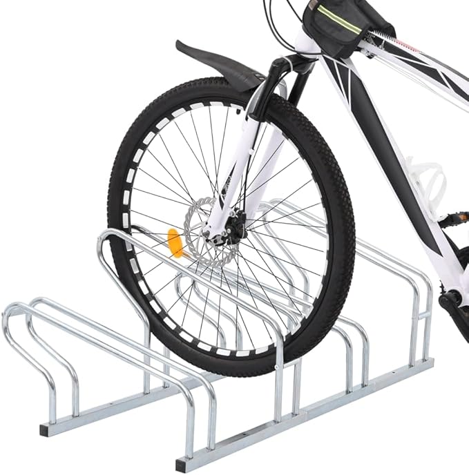 Galvanized Steel Floor Freestanding Bicycle Stand for 4 Bikes, 4 Bikes Floor Bike Stand, Bike Floor Parking Rack for Indoor & Outdoor Garage Storage,-873