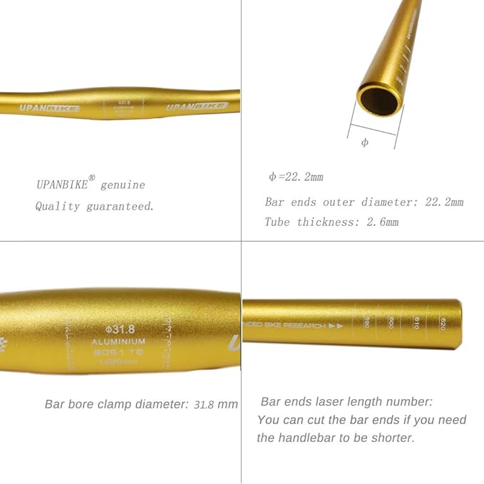 UPANBIKE Mountain Bike Road Bicycle Aluminium Alloy Handlebar 31.8mm 620mm Flat Bar