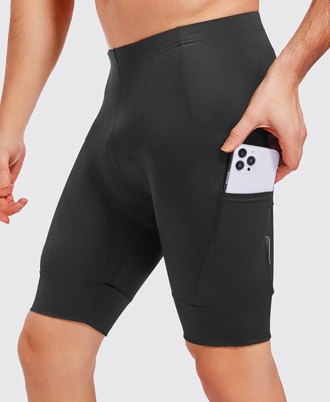 qualidyne Men's Cycling Shorts 4D Padded Bike Biking Shorts Road Riding Bicycle UPF 50+ Cycle Shorts Pockets