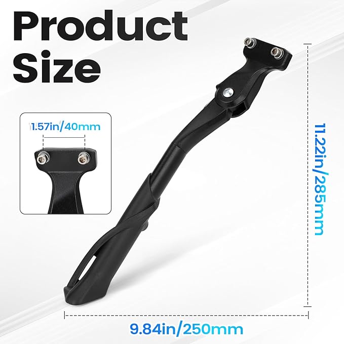 Bike Kickstand with 40mm Mount Hole,Adjustable Aluminum Alloy Bicycle Side Kick Stand for 22-24 Inch Bicycles Ebikes Mountain Bikes
