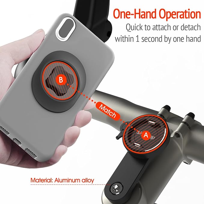 sincetop Bike Phone Mount, Mountain Bicycle Stem Phone Holder - Quick Attach/Release Aluminum Handlebar Phone Mount, MTB Road Bike Cell Phone Clamp for iPhone and 4"-7.3" Smartphones