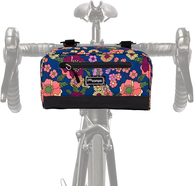 Po Campo Domino Handlebar Bag - Large, Waterproof Bicycle Storage Baskets for Front Mount - Lightweight Bike Bags That Convert To Crossbody (Meadow)