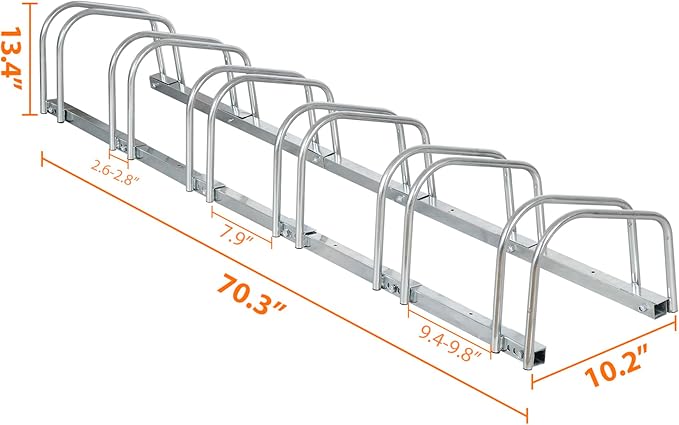 ZENY 6 Bike Rack Bicycle Floor Parking Stand for Mountain Bike Road Bike Indoor Outdoor Garage, Adjustable Bicycle Storage Organizer Stand
