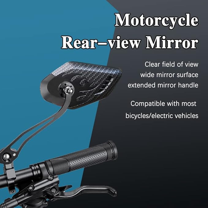 ASUBHA 2PCS Motorcycle Mirrors, Motorcycle Mirrors for Handlebar, Convex Handlebar Rear View Side Mirror with M8 M10 Bolt, Wide Angle Rear View Mirror Car Accessories for Scooter ATV UTV Dirt Bike