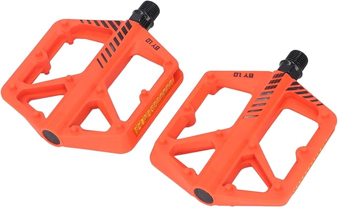 Cycle Pedal Nylon Fiber Enlarged Anti Slip Flat Platform Pedal for Road Mountain Cycle Lightweight Robust Durable Universal Fit 1 Pair (Orange)