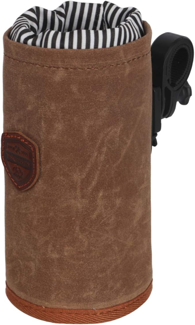 Tourbon Bike Handlebar Pouch Bicycle Water Bottle Drink Cup Holder - Canvas and Leather