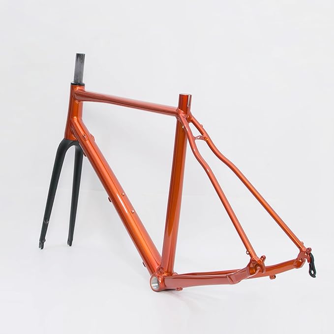 700C Road Bike Frameset 44 47 50 53 56cm Aluminum Alloy Disc Brake Frame 100/135mm QR BSA BB68mm Carbon Fibre Rigid Fork Internal Routing(White 2,56cm)