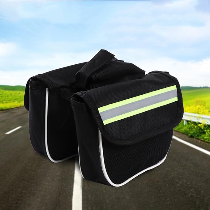 Bike Front Frame Bag 2pcs Waterproof Black Cycling Top Tube Storage Pouch Large Capacity for Mountain Bikes Riding Equipment