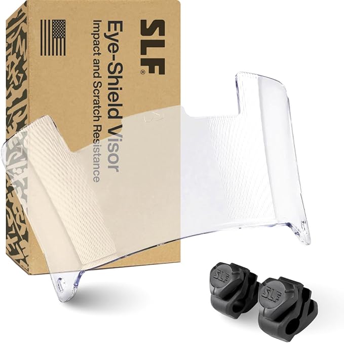 SLEEFS Clear Football Visor for Helmet - Professional Football Visor - Face & Eye Shield - Fits Youth & Adult Helmets - Includes Quick Visor Clips for Easy Installation