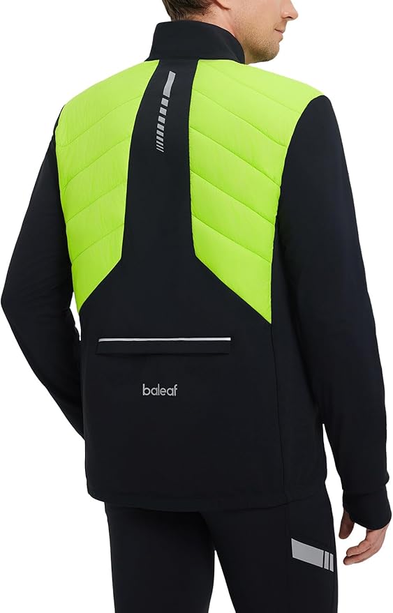 baleaf Men's Cycling Jacket Puffer Lightweight Coat Windproof Warm Winter 5 Pockets Packable Running Hiking