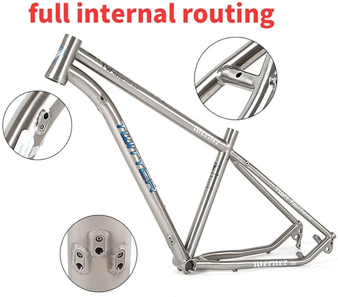 Bike Frame 27.5/29er Mountain Bike Frame 15.5''/17''/19'' Lightweight Titanium Alloy Rigid Frame Disc Brake Thru Axle 12x142mm XC AM(29 * 17'')
