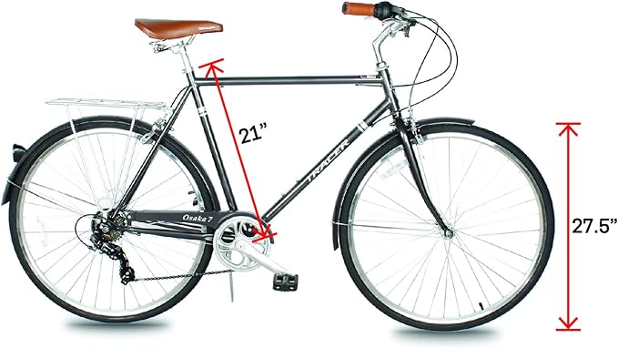Tracer Osaka Hybrid Bikes, Steel Frame, Shimano Nexus Inter 3/7 Speed, Brown Seat Brown Grips, Road Bike, City Bike, Multiple Colors