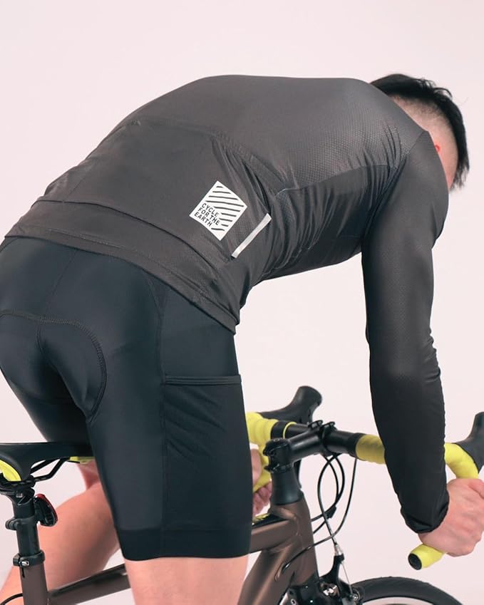 Men's Cycling Jerseys Long Sleeve Bike Biking Shirts Full Zip with Pockets Road Bicycle Clothing