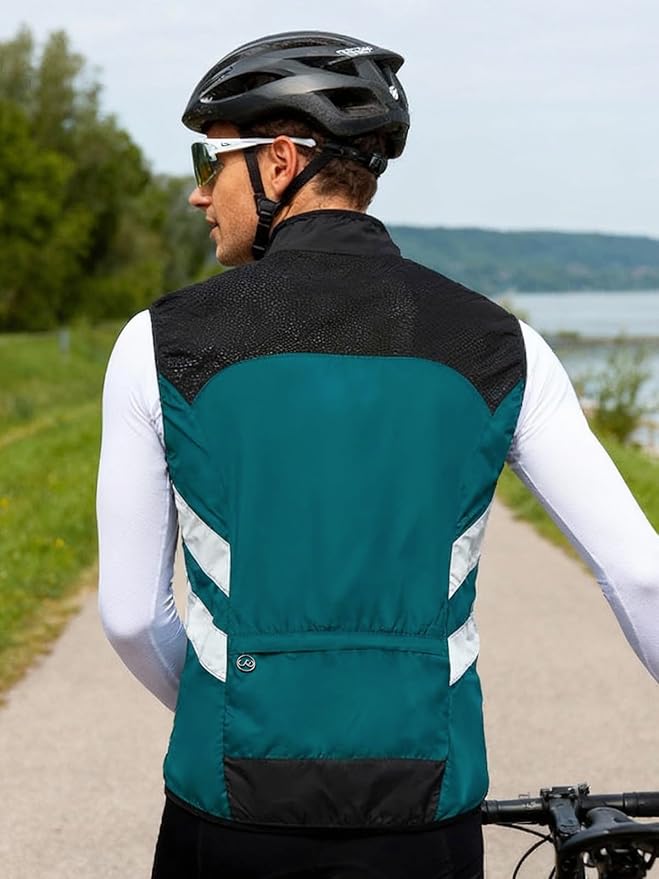 WOSAWE Men's High Visibility Cycling Wind Jacket Water Resistance Reflective Windbreaker