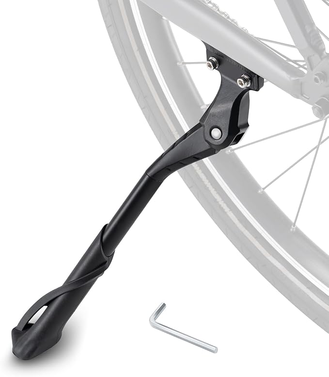 Bike Kickstand Side Mount - Durable Bicycle Kickstand for Mountain & Road Bikes - Adjustable with Wide Base Fits 26"/29" Wheels - Alloy Kickstand Supports 35kg - Rear Mount Bracket
