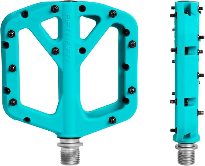 FIFTY-FIFTY Mountain Bike Pedals, Non-Slip MTB Nylon Composite, 9/16" Bicycle Pedals, Lightweight and Wide Flat Platform