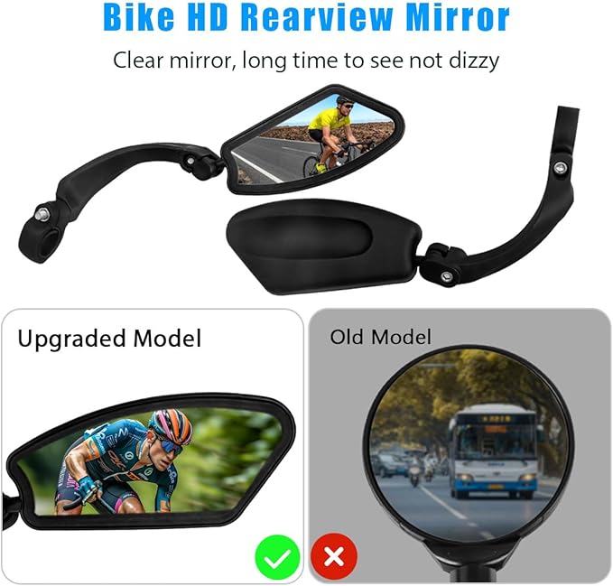 2 Pcs Bike Mirror Handlebar Mount, 360° Adjustable Bicycle Mirrors for Handlebars, HD Glass Rearview Bike Mirrors for Mountain, Road, City, and Electric Bikes