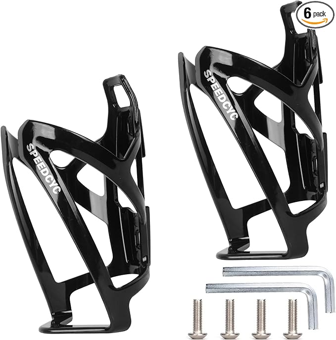 Bike Water Bottle Holder Ultra-Light Bicycle Bottle Cage with Screws Tool, Universal Cycling Cup Holder for MTB, Mountain Bikes,Black 2 Pack