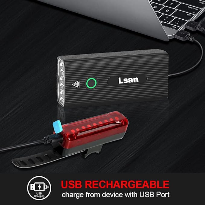 1200 Lumens Bike Lights for Night Riding,Super Bright Bike Lights Front and Back,USB Rechargeable Bicycle Light,3 LED Bike Headlight with Power Bank Function,IPX5 Waterproof,3+5 Light Modes