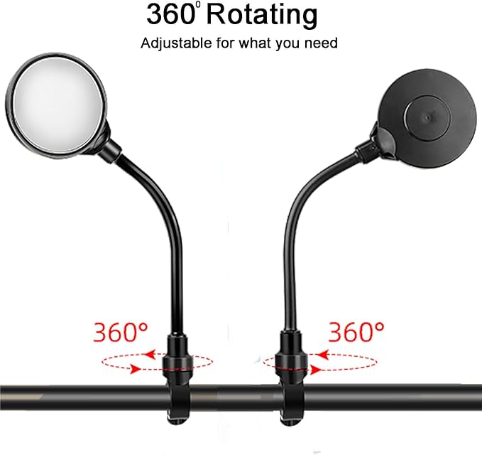 Bike Mirror, Bicycle Mirrors for Handlebars 360 Rotate Rearview Convex Lens, Safe Cycling Bike Rear View Mirror