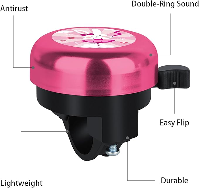 MZELQ Bicycle Bell Cute Clear Sound Adjustable Size Aluminum Bike Accessories Bell Ring for Girls Women Kids Adults