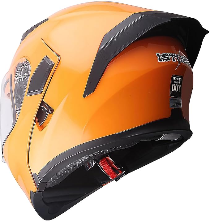 1Storm Motorcycle Modular Full Face Helmet Flip up Dual Visor Sun Shield: HB89 Glossy Orange