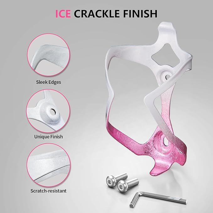 Bike Water Bottle Holder Bicycle Cage for Mountain Road MTB Gravel Adult Bikes Cycling Universal Carrier Rack 2 Pack Aluminum Alloy Ultralight Kettle Drink Accessories White Pink