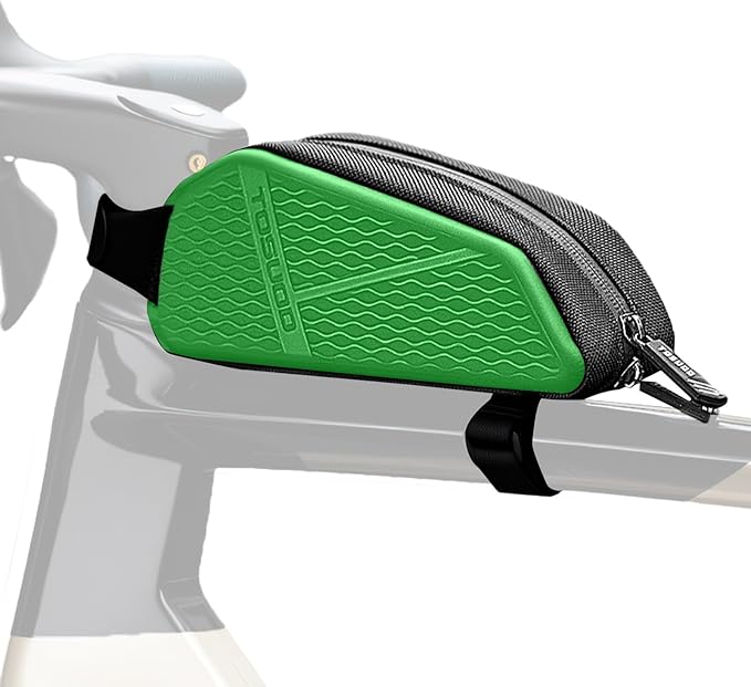 Bike Top Tube Bag, Small Front Frame Bag, Waterproof PU & EVA Hard Shell Bicycle Pouch for Phone & Tools, Cycling Accessories (1.2L)