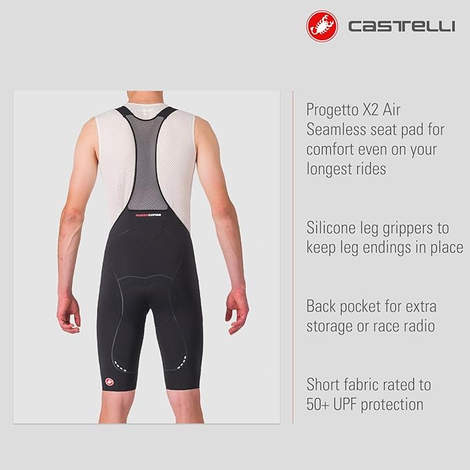 CASTELLI Men’s Free Aero Race S Bibshort, Aerodynamic Road Cycling Apparel, Pro-Level Seat Pad for Biking & Top-Level Racing