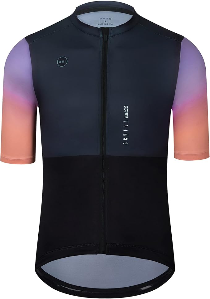 GCRFL Cycling Jersey Men Shorts Sleeves Road Bike Jersey Bicycle Tops Shirt, Zipper Pocket UPF 50+ Lightweight PRO Race Fit