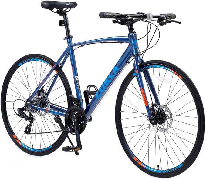 24 Speed Road Bike, 700C Wheel Hybrid Bike with Double Disc Brake and Lightweight Aluminum Alloy Frame, Comfortable City Bicycle for Adult Men Women