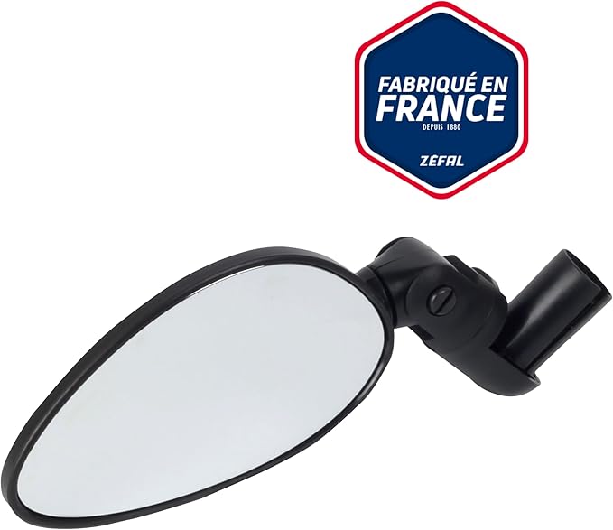 Zefal Cyclop Bar-End Bike Mirror – Foldable Rearview for Road, Hybrid & E-Bikes | 46 cm2 Convex Chrome ABS, Reversible Mount 16–22 mm, 3-Axis Adjustable, 60 g