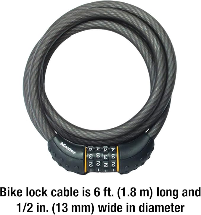 Master Lock Cable Lock, Set Your Own Combination BikeLock, 6 ft. Long, Black, 8122D (Pack of 144)
