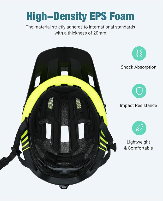 Favoto Adult Mountain Bike Helmet for Men & Women, Magnetic Buckle MTB Helmet with Removable Visor, Lightweight for Commuting & Off-Road Cycling