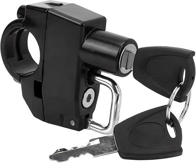 Motorcycle Helmet Lock, Anti-Theft Aluminum Alloy Helmet Holder Hook with 2 Keys, Universal Handlebar Mounting Helmet Security Lock for Motorbike Scooter Street Bike (Lock)