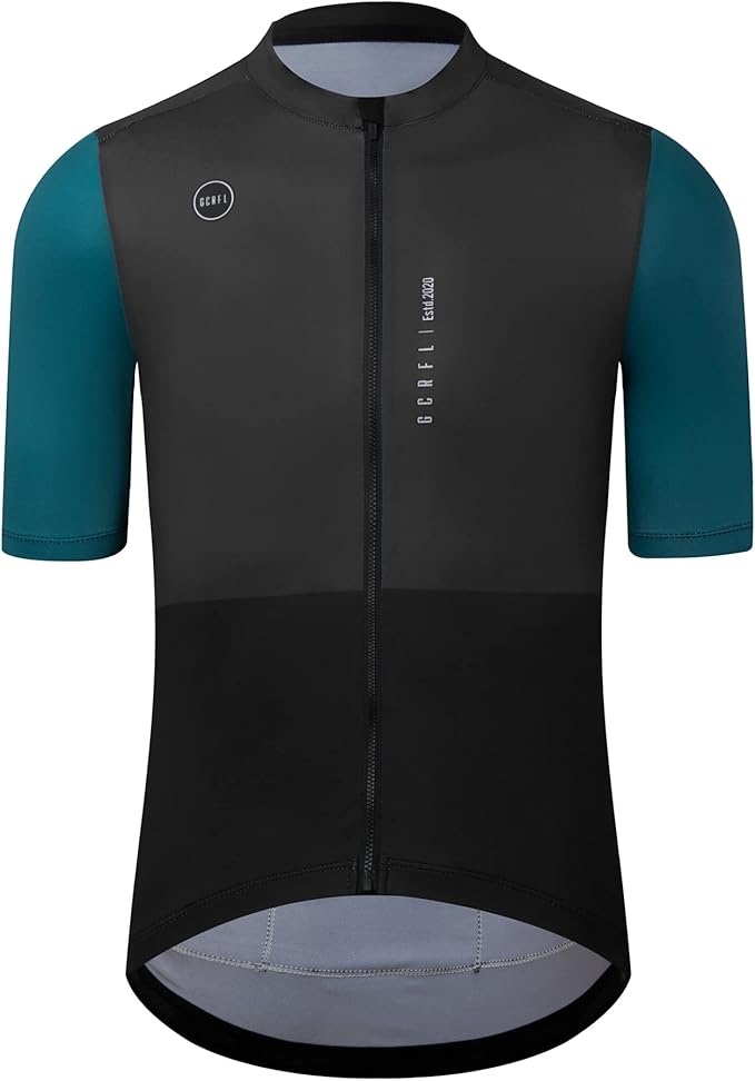 GCRFL Cycling Jersey Men Shorts Sleeves Road Bike Jersey Bicycle Tops Shirt, Zipper Pocket UPF 50+ Lightweight PRO Race Fit