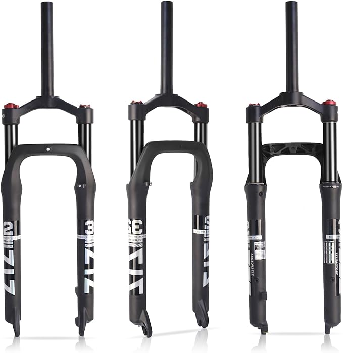B Bolany 26 * 4.0 inch Fat Tire MTB Air Suspension Fork - 120mm Travel, 135mm Spacing Hub，9mm QR，Crown Lockout,Ultralight Mountain Bike Front Fork， Ideal for Snow Beach XC Mountain Bikes