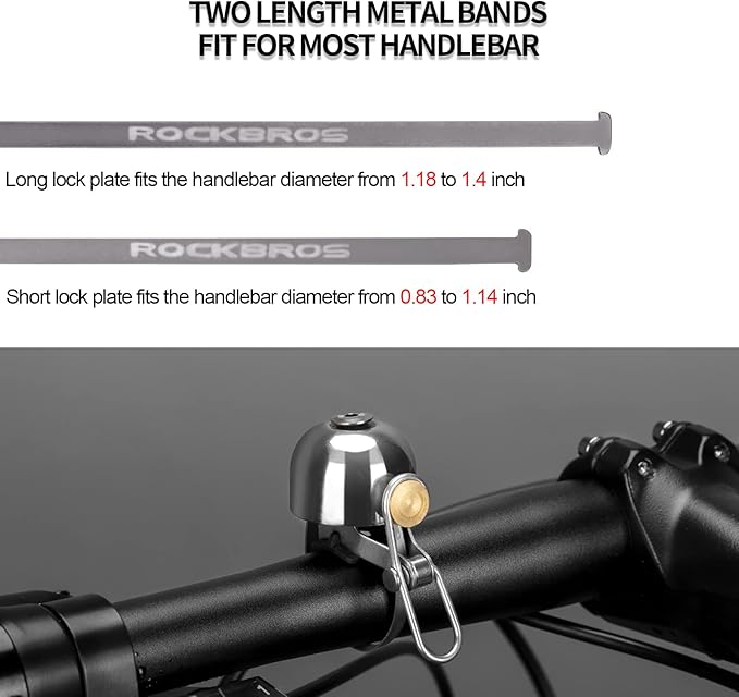ROCKBROS Bike Bell Classic Bicycle Bell for Bike Ring Bell with Loud Sound Bells for Road Mountain Bike Handlebars Adults
