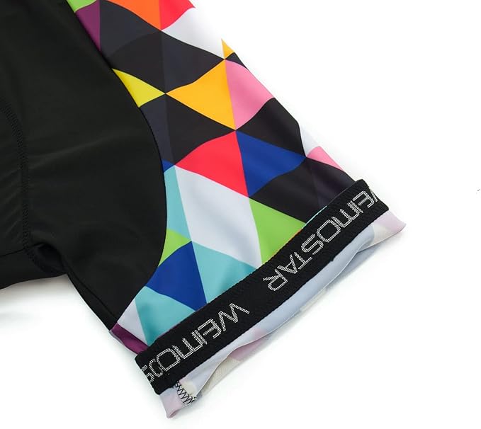 Weimostar Men's Cycling Jersey Short Sleeve Bike Clothing Multicolored Diamond