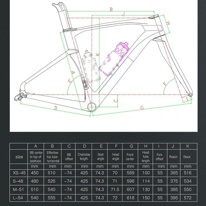 Road Bike Frameset Carbon Lightweight Climbing Cross-Country Frame 45/48/51/54cm Disc Brake Racing Frame Thru Axle 100/142mm Red(51CM)