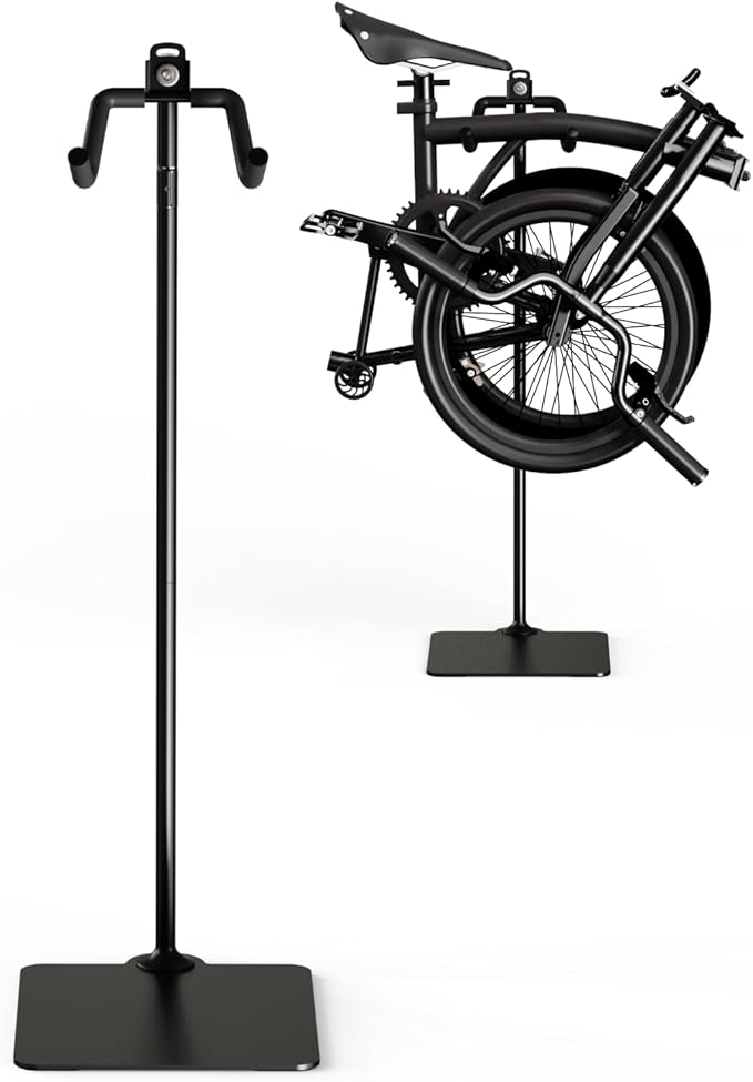 Rcool Carbon Steel Bike Stand,Designed specifically for folding bicycles,Home Garage Parking Rack,Stable Anti-Slip,Durable Install,Frame Protection,Space-Saving，black