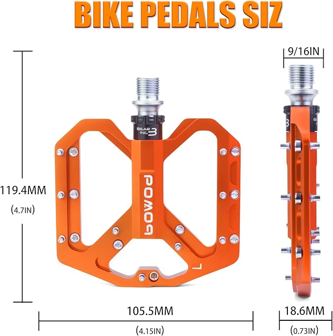 Bike Pedals 9/16" Lightweight Non-Slip Bicycle Platform Pedals - Fits Most Adult Bikes & Mountain Bikes &MTB, Road Bikes and Slip-Resistant Design