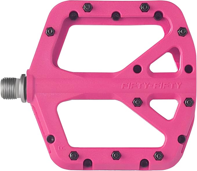 FIFTY-FIFTY Mountain Bike Pedals, Non-Slip MTB Nylon Composite, 9/16" Bicycle Pedals, Lightweight and Wide Flat Platform