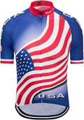 Cycling Jersey Short Sleeve USA Style Bike Tops with Pocket Reflective Stripe