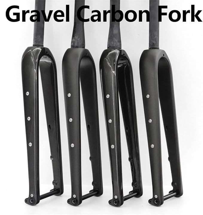 Carbon Road Bike Rigid Fork 700C Gravel Fork Thru Axle 12x100mm Disc Brake Bike Fork 1-1/8 Straight/Tapered Tube Front Fork with Water Bottle Holder Hole(Glossy Black,Straight)