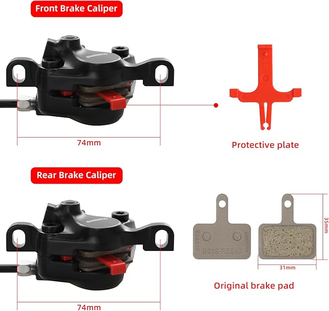 MT200 MTB Hydraulic Disc Brakes Set Left Front 800mm Right Rear 1550mm Mountain Bike Hydraulic Brake Mountain Bike Bicycle Disc Brake 2 Piston