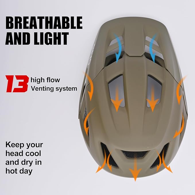 Bike Helmets for Men and Women, Mountain Bike Helmet with Extended Visor Helmets for Adults Adjustable & Comfortable Bicycle Helmet Road Bike Helmet 55-61cm