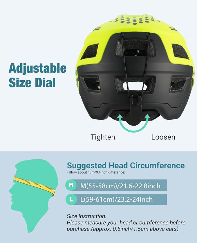 Favoto Adult Mountain Bike Helmet for Men & Women, Magnetic Buckle MTB Helmet with Removable Visor, Lightweight for Commuting & Off-Road Cycling